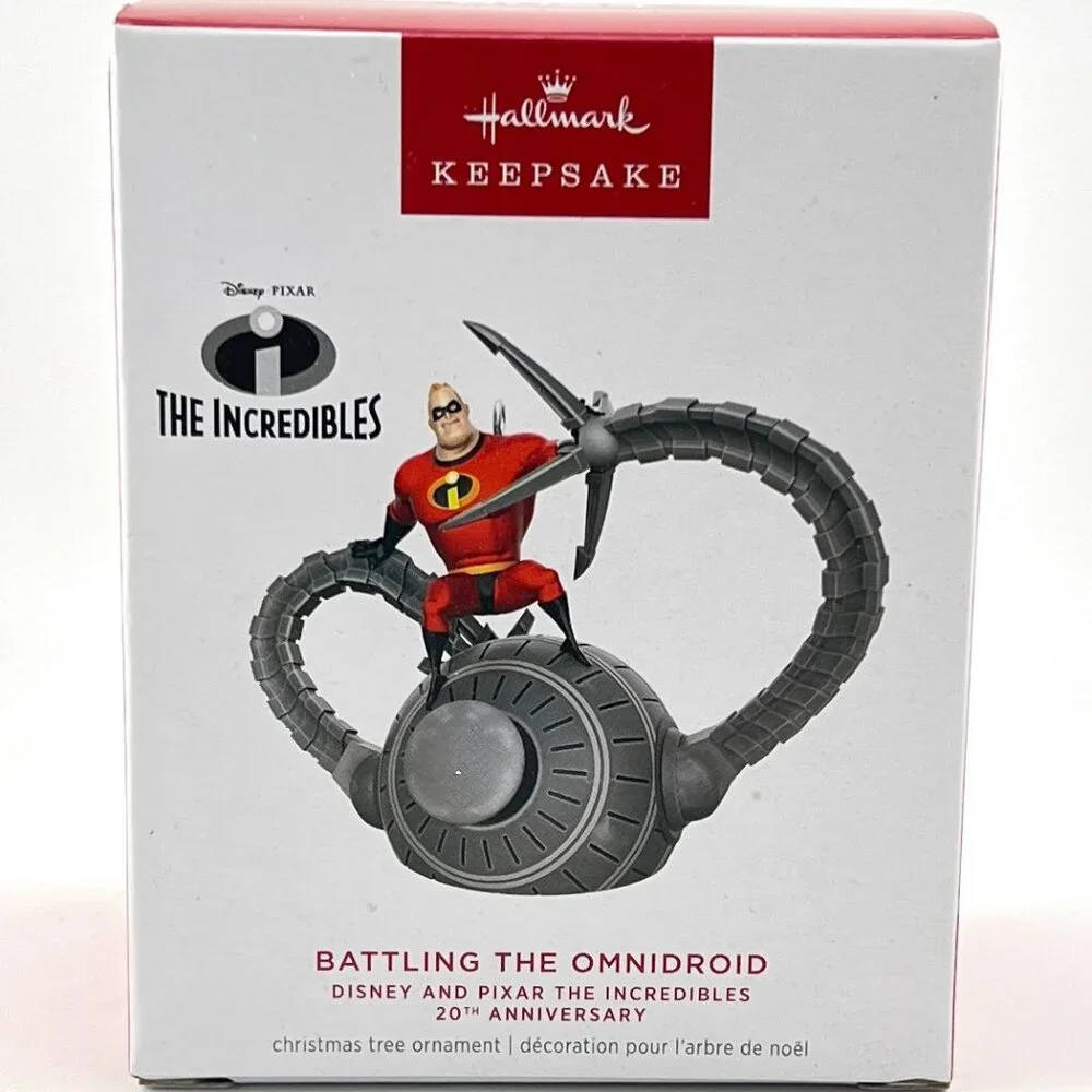New 2024 Hallmark Xmas Ornament Disney Pixar Incredibles Battling The Omnidroid